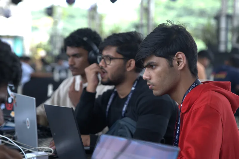 The team coding side by side
